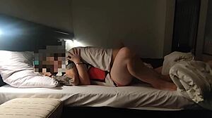 Hidden Cam Captures Hotel Room Action with Redhead Wife's Wet Boobs
