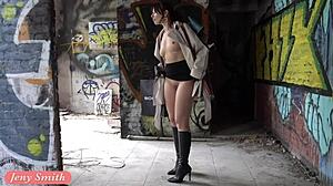 Jeny Smith Naked Exploring Abandoned Warehouse in High Definition  