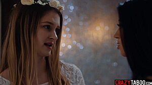 Lesbian bride alex coal soaks bunny colby pussy after kissing, fingering hardcore milf tits