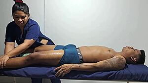 Massaging this sexy guy semi-nude gets me so horny! Pt2 arousal explodes wildly.