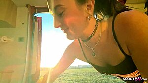 Young German Mona 18 Deflowered on Camper Home Journey