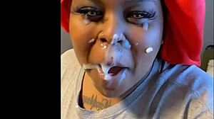 Taking a Big Facial From His Massive Shaft Outdoors