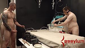 wow, check this slobbering bondage slut getting roughed up and toyed with in wild bdsm action! 😈🔗