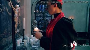 Church man indulges in solo after service.