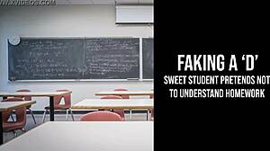 Sweet Student Receives Awkward Blowjob and Pussy Licking