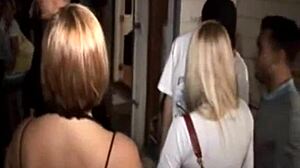 Pussy pounded college babe feels every hard grind outdoor at wild party.