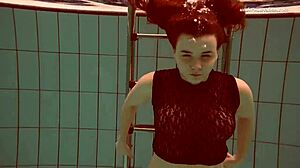 Hairy teen vesta underwater pov