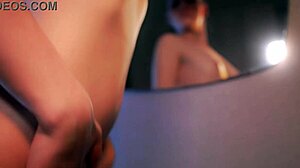 Naughty Brunette Teen in Stockings Teases with Natural Curves