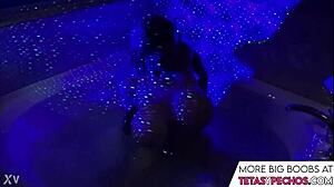 She's got those BLUE BIG TITS soaking in the BATH TUB, just chilling.