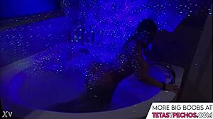 She's got those BLUE BIG TITS soaking in the BATH TUB, just chilling.