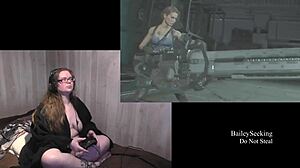 i played naked resident evil 3, part 10, with my piercing and tattoo, feeling so fat and bbw