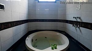 college slut squirting during anal in bathtub pov