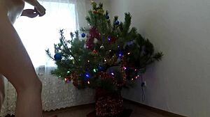 Petite girl dancing around the christmas tree. 🎄💃