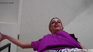 Asian Mistress Crushes Slave with Giant Feet in Garage