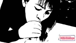 Japanese Teen Feels Intense Pleasure Sucking Friend's Dad to Cumshot