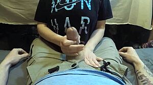 Milf in pink panties handles cock hard