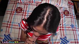 hey, that stunning thai ladyboy takes it deep in her tight hole