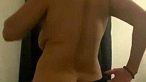 why does the mature latina rip her clothes during solo striptease in glasses?