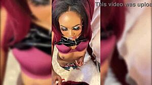 Wow, Goth Black Egirl Anastasia Valentine Sucks Aiden's Cock in Fishnets POV and Gets Interracial Facial!
