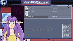 avatar trainer receives footjob from brunette in hentai