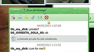 Watching a black guy jerk off his monster cock on webcam with a prostitute, he shoots his load and she cums asking for more.