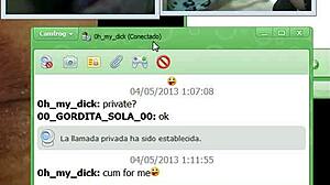 Watching a black guy jerk off his monster cock on webcam with a prostitute, he shoots his load and she cums asking for more.