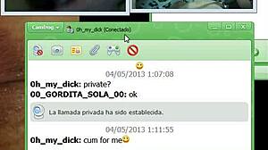 Watching a black guy jerk off his monster cock on webcam with a prostitute, he shoots his load and she cums asking for more.