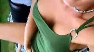 Solo fingering in the park, feeling the public thrill