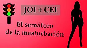 European slave follows spanish jerk off instructions in bdsm game