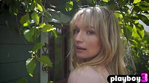 Sexy Busty Blonde Teen Strips Outdoors!