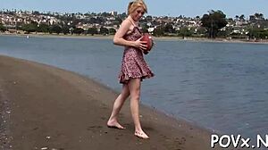 Subtle teen riding a huge shaft