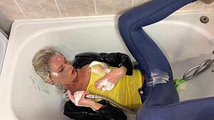 blonde amateur gets her clothes wet in solo fun