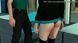 Petite brunette student learns from teacher