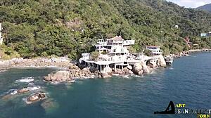 brunette doggystyle fuck under water