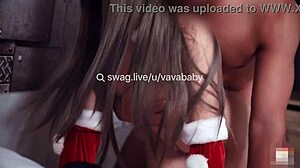 Taiwanese Vavababy Roleplays as Christmas Gift, Rides Cowgirl, and Gets Cumshot on SWAG Live