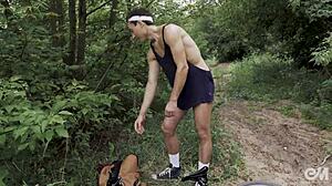 Gay Male Tests Anal Plug in Cycling Shorts