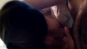 Look at this amateur brunette sucking that big cock!