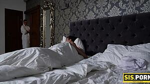 Blonde teen virgin contrasts sweet innocence with craving stepbro's thick cock in reality blowjob encounter