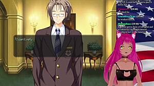 Vtuber Plays Girlfriend President Game with Petite Anime Tits