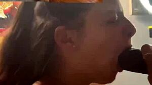 Petite Italian Brunette Sucks Big Cock Deepthroat