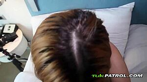 I watch blonde asian slut suck deep outdoor