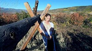 ginger b explores mountain meadow as milf