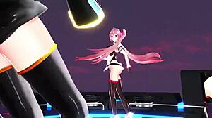 This is a 3d animated hentai scene where a character gives a blowjob to big boobs in anime style