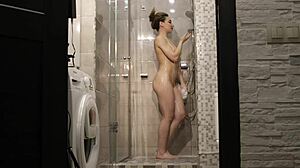 Blonde Amateur Films Herself Naked in Steamy Shower Scene at Home
