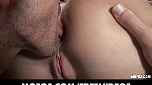 Skinny Blonde Sucks & FUCKS Man Fresh from Shower!