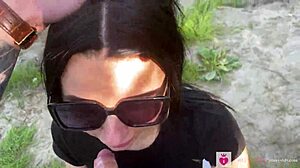 Teen enjoys outdoor activities near the river in the woods