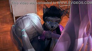 毛茸茸猫鼬和狼在课堂三人狂欢