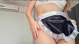 Watch this hot Latina blonde slowly remove her lingerie, exposing natural tits for fetish masturbation.