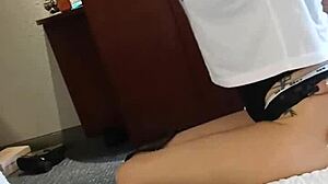 Vanessa Vixon gives first footjob in years. Adds blowjob tease.