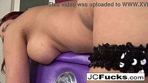 jayden cole, handcuffed and horny, finally releases herself through intense masturbation.